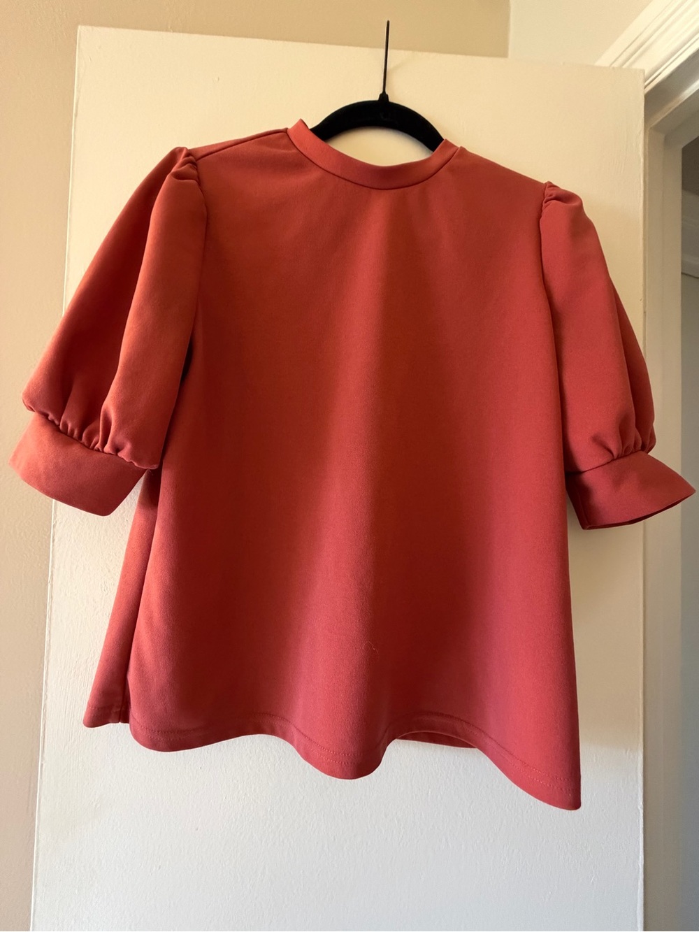 Women's Puff Sleeve Top - Coral Red - Medium